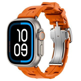 Apple Watch Ultra 3 Hermes 49mm Titanium, спортивный ремешок Kilim оранжевый