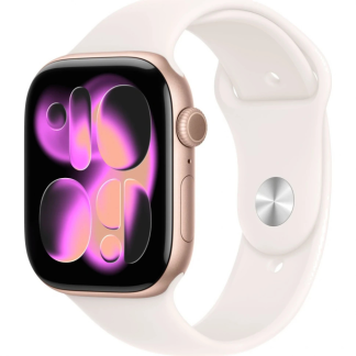 Смарт-часы Apple Watch Series 11 42mm Jet Black Aluminum Case with Black Sport Band M/L Розовый