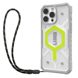 Чехол + шнурок UAG Pathfinder Clear MagSafe для iPhone 16 Pro Active Neon Case + Black Neon Lanyard