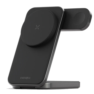 Беспроводное зарядное устройство EnergEA MagTrio Plus 3-in-1 Qi2 MagSafe черный