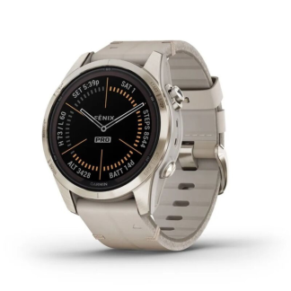 Часы Garmin Fenix 7S Pro Sapphire Solar Soft Gold Limestone Leather 010-02776-30