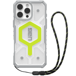 Чехол + шнурок UAG Pathfinder Clear MagSafe для iPhone 16 Pro Max, Active Neon Case + Black Neon Lanyard