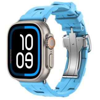 Apple Watch Ultra 3 Hermes 49mm Titanium, спортивный ремешок Kilim голубой