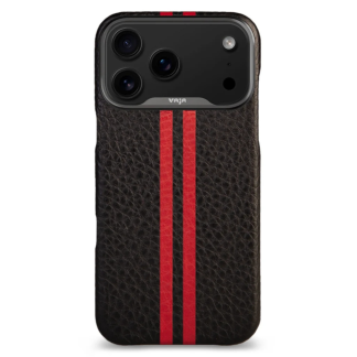 Чехол накладка из кожи Vaja Grip для iPhone 17 Pro Max V-Mag GTX Black and Rosso