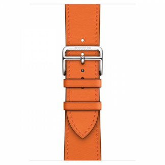 Ремешок Hermès Single Tour из кожи Swift 46mm для Apple Watch — Оранжевый (Orange)