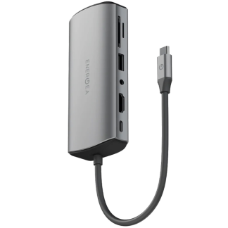 Адаптер EnergEA AluHub Max (11in1) USB C/ SD Card Reader/ Micro SD Reader/ 4 X USB-A/ 4K HDMI/ VGA/ 100W USB-C /3.5MM Gunmetal