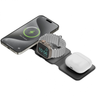 Док-станция EnergEA Bazic GoMag Trio PLUS magnetic wireless foldable 15W, серый