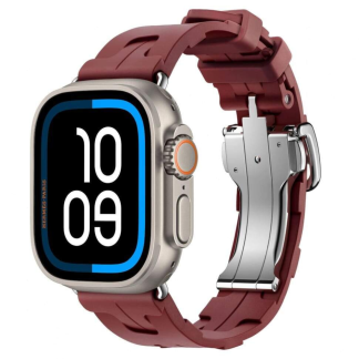 Apple Watch Ultra 3 Hermes 49mm Titanium, спортивный ремешок Kilim красный
