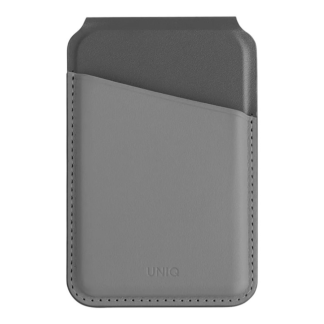 Кожаный чехол-бумажник MagSafe с подставкой Uniq Lyden DS Серый