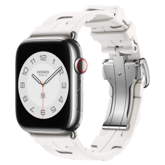 Apple Watch Hermes Series 11 46 мм, ремешок Blanc Kilim Single Tour белого цвета