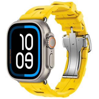 Apple Watch Ultra 3 Hermes 49mm Titanium, спортивный ремешок Kilim желтый