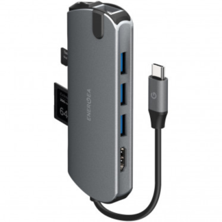 Адаптер EnergEA AluHub HD Pro (8 in 1) USB C/SD Card Reader/Micro SD Reader/ 3 X USB A/4K HDMI/1000Mbps Lan темно серый
