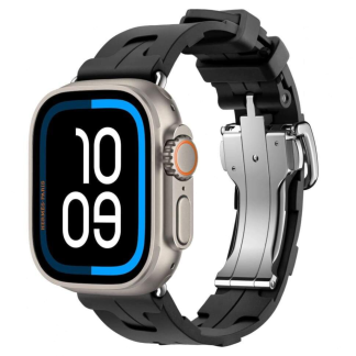 Apple Watch Ultra 3 Hermes 49mm Titanium, спортивный ремешок Kilim черный