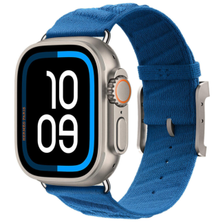 Apple Watch Ultra 3 Hermes 49mm, ремешок En Mer Bleu Hydra голубого цвета