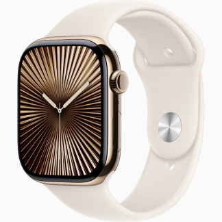 Apple Watch Series 10 42mm, Gold Titanium Case with Sport Band Light Blush ML