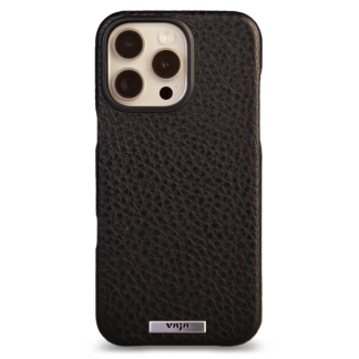 Чехол накладка из кожи VAJA Grip для iPhone 16 Pro Max V-Mag, черный (Floater Black)