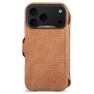 Чехол книжка/бумажник из кожи Vaja Wallet для iPhone 17 Pro Max V-Mag Pull Up Camel
