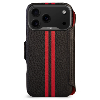 Чехол книжка/бумажник из кожи Vaja Wallet для iPhone 17 Pro Max V-Mag GTX Black and Rosso