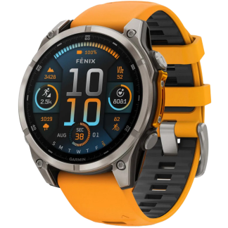 Часы Garmin FENIX 8 47mm Amoled Sapphire Titanium Orange 010-02904-11