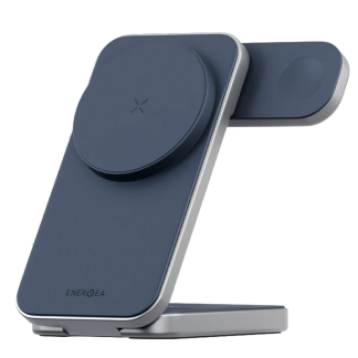 Беспроводное зарядное устройство EnergEA MagTrio Plus 3-in-1 Qi2 MagSafe синий